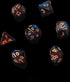 7x Mix 16mm Dice - Cosmic glitter A w/leather pouch